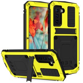 Rugged Armor Full Phone Case for Samsung Galaxy S23 S22 S21 S20 Plus Note 20 Ultra A32 A72 A52 Metal Aluminum Shockproof Cover (Material: For Note 20 Ultra, Color: Yellow)